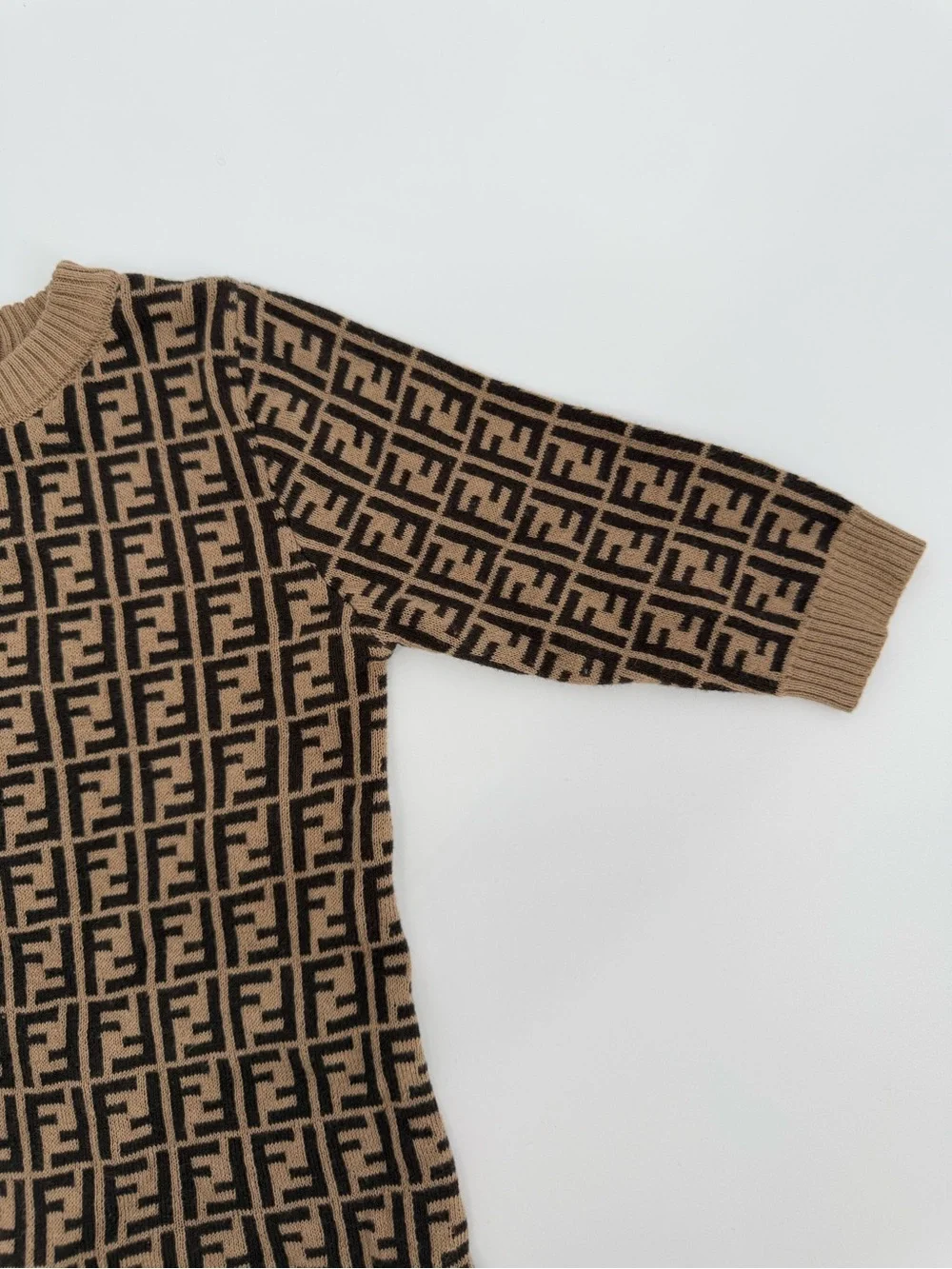 Fendi Brown and Black FF Logo Tobacco cotton and cashmere onesie